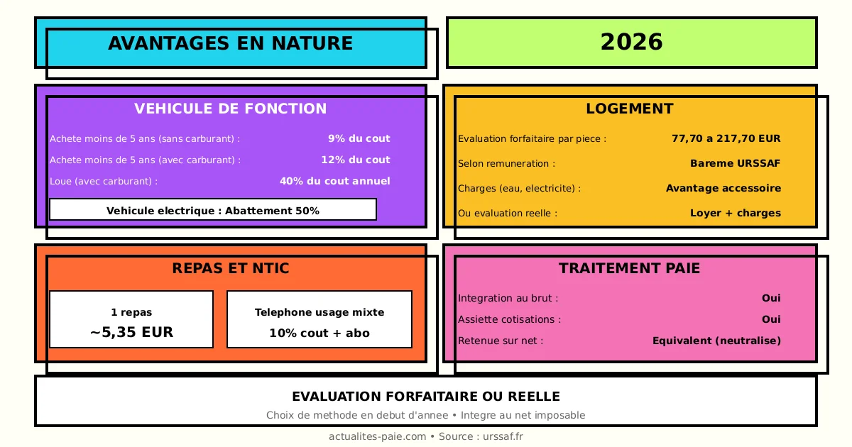 Avantages en nature 2026 évaluation véhicule logement