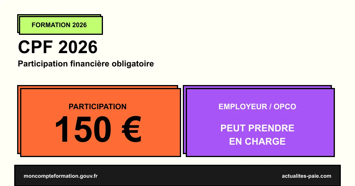 CPF 2026 participation financière 150 euros employeur OPCO