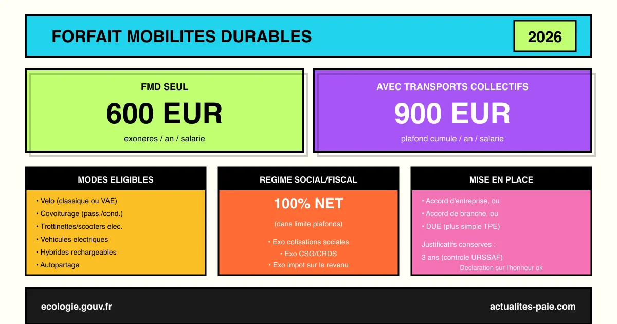 Forfait mobilités durables 2026 : 600€ et 900€ avec transports collectifs
