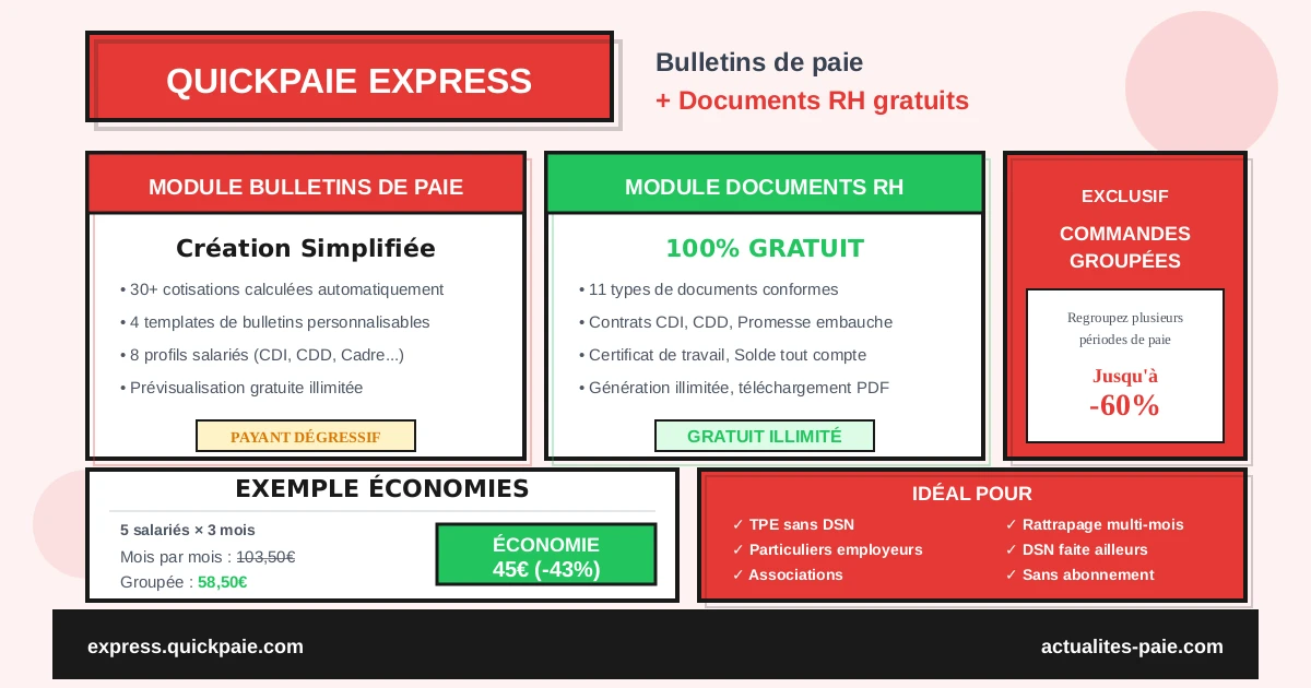 QuickPaie Express - Bulletins de paie et documents RH gratuits