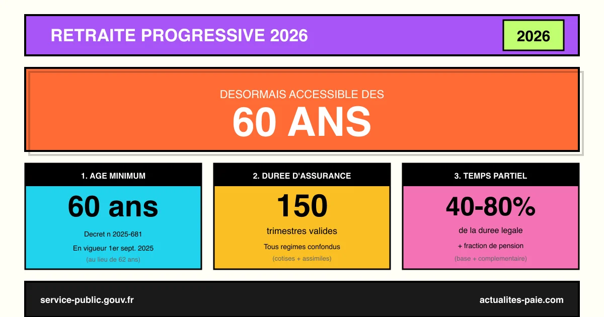 Retraite progressive dès 60 ans : conditions et temps partiel 2026