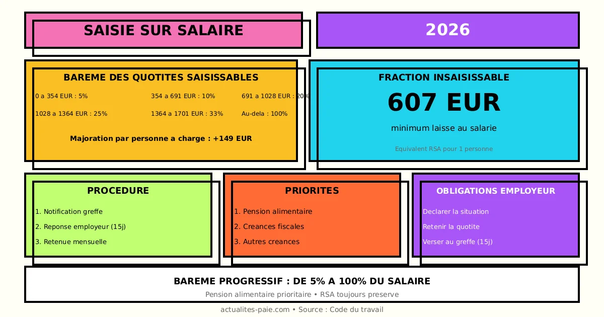 Saisie sur salaire 2026 barème quotité