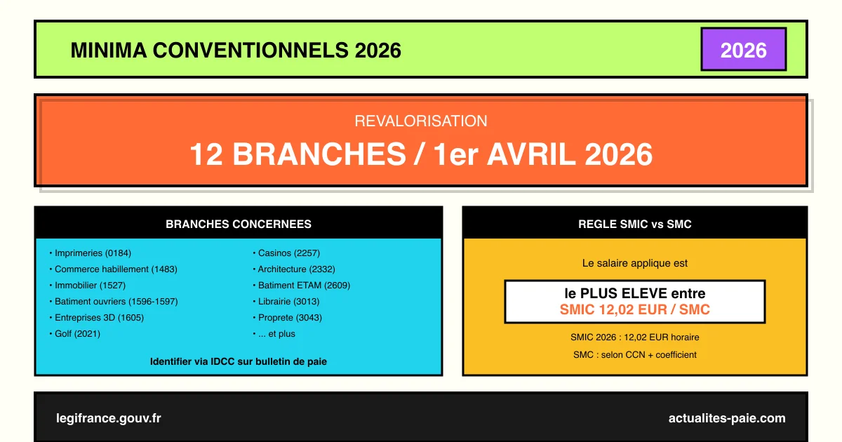 Salaires minima conventionnels avril 2026 : branches revalorisées